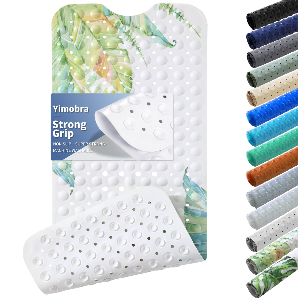 Yimobra White Non Slip Bath Mat for Tub 40x16, Extra Long Bath Tub Mat