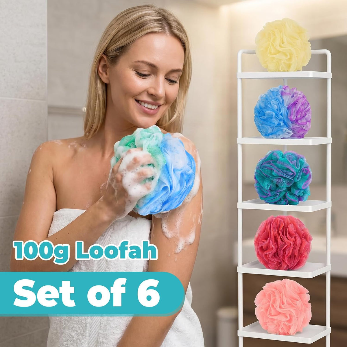 6Pack 100g XXL Large Loofah,Bath Sponge