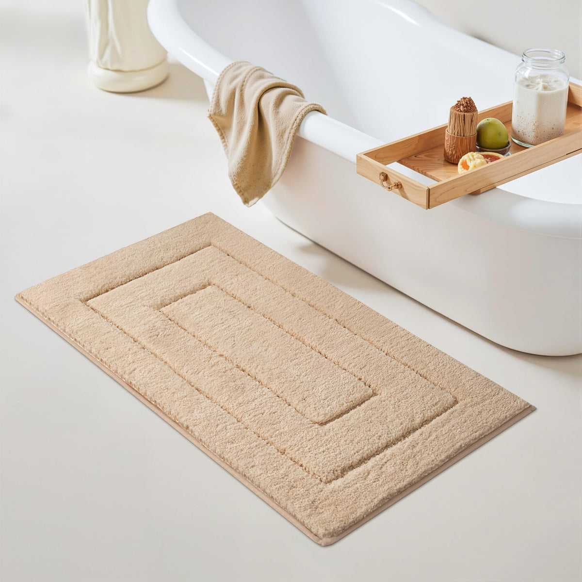 GRANNY SAYS Blue Bathroom Rug 16" x 24", Non-Slip Microfiber Bath Mat