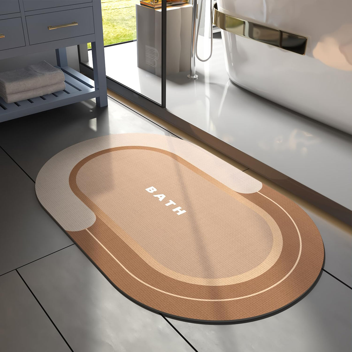 MontVoo Bath Mat - Non Slip, Quick Dry, Stain Resistant Bath Mat Rug for Bathroom Floor - Easy Care Shower Rug for Outside Bathtub - 17"x27" Grey