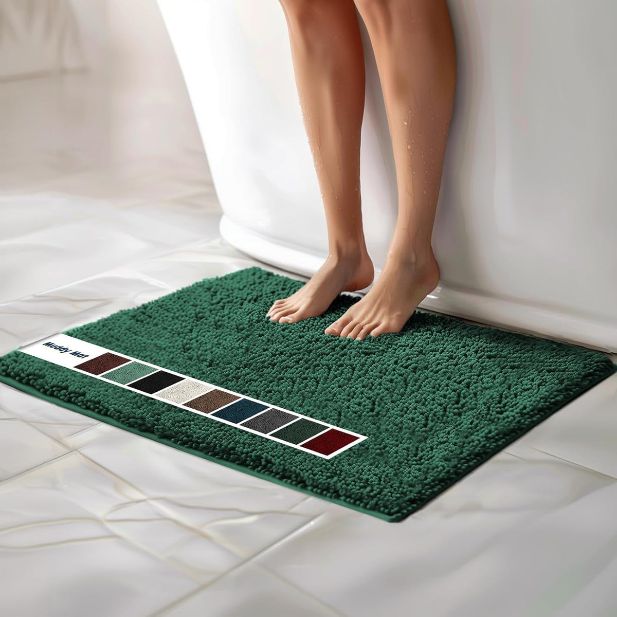 Muddy Mat Chenille Bathroom Rugs Quick Dry Microfiber Mats Non Slip Washable, Extra Thick, Soft and Highly Absorbent Bath Mats for Bathroom, Kitchen, and Shower Floor - Grey Medium 30"X19"