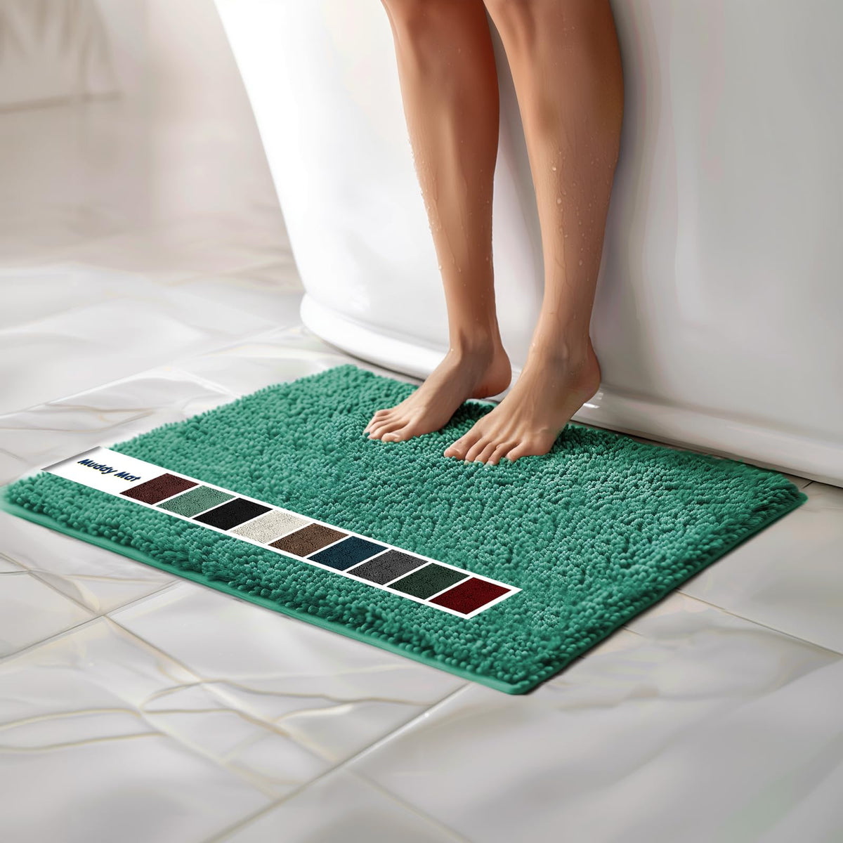Muddy Mat Chenille Bathroom Rugs Quick Dry Microfiber Mats Non Slip Washable, Extra Thick, Soft and Highly Absorbent Bath Mats for Bathroom, Kitchen, and Shower Floor - Grey Medium 30"X19"