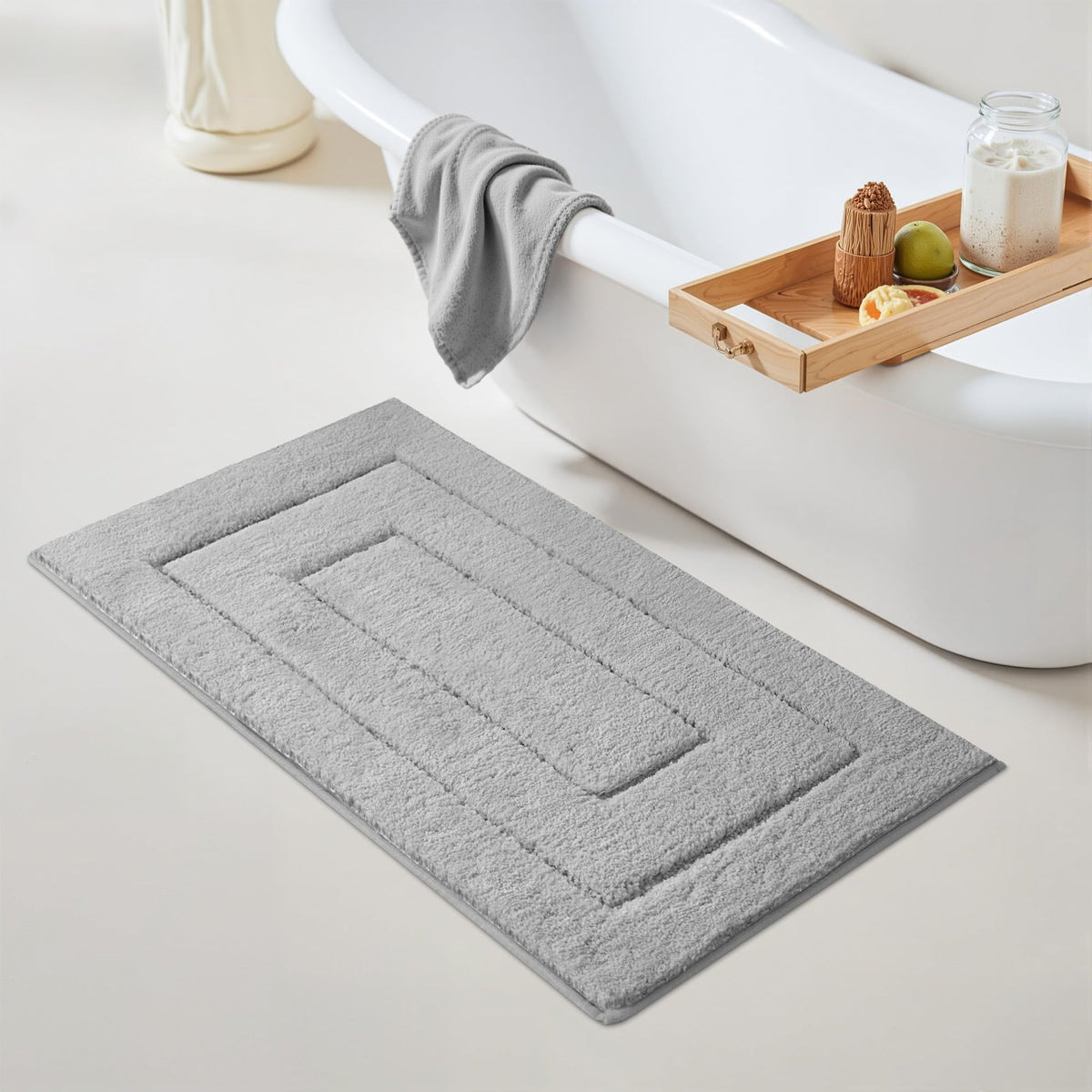 GRANNY SAYS Blue Bathroom Rug 16" x 24", Non-Slip Microfiber Bath Mat