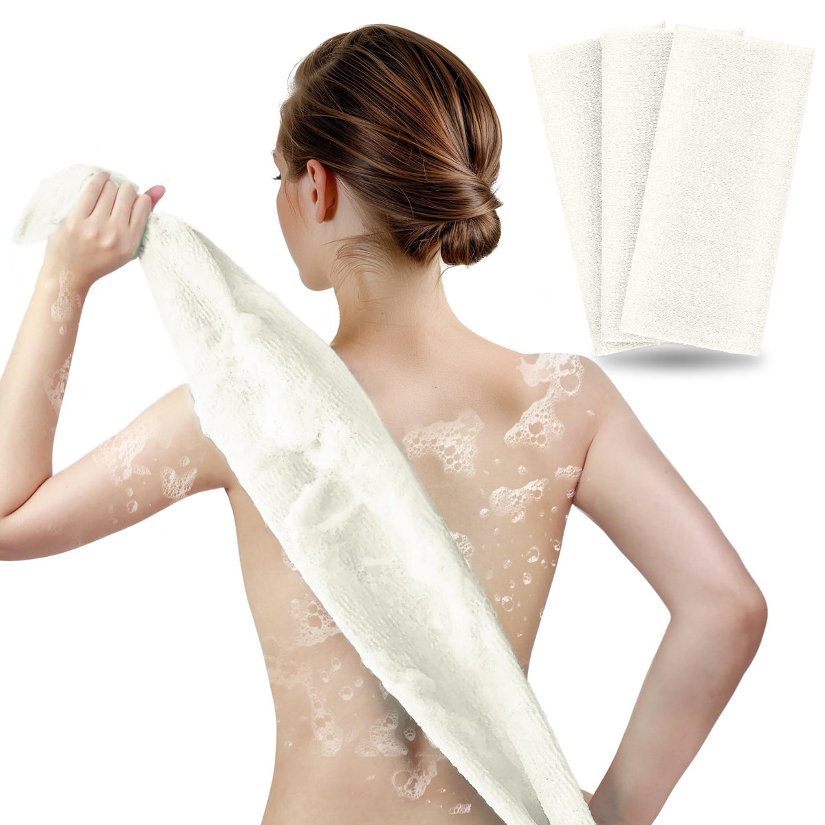 ARCH&M Exfoliating Washcloth & Japanese Shower Towel, Body Scrubber, 3 Pack