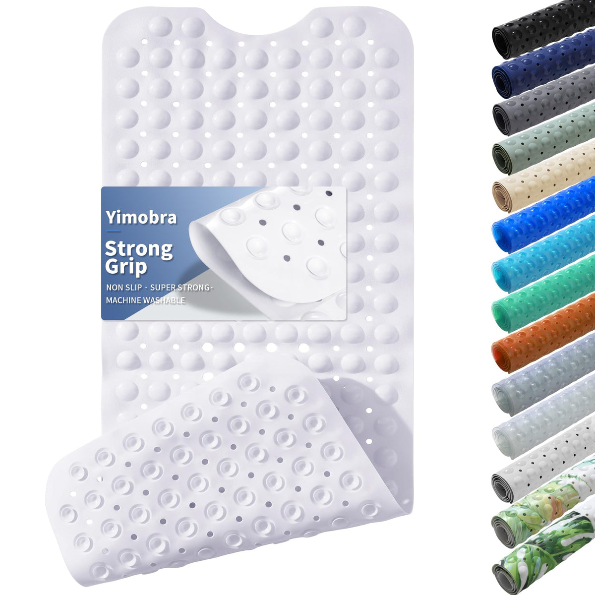Yimobra White Non Slip Bath Mat for Tub 40x16, Extra Long Bath Tub Mat