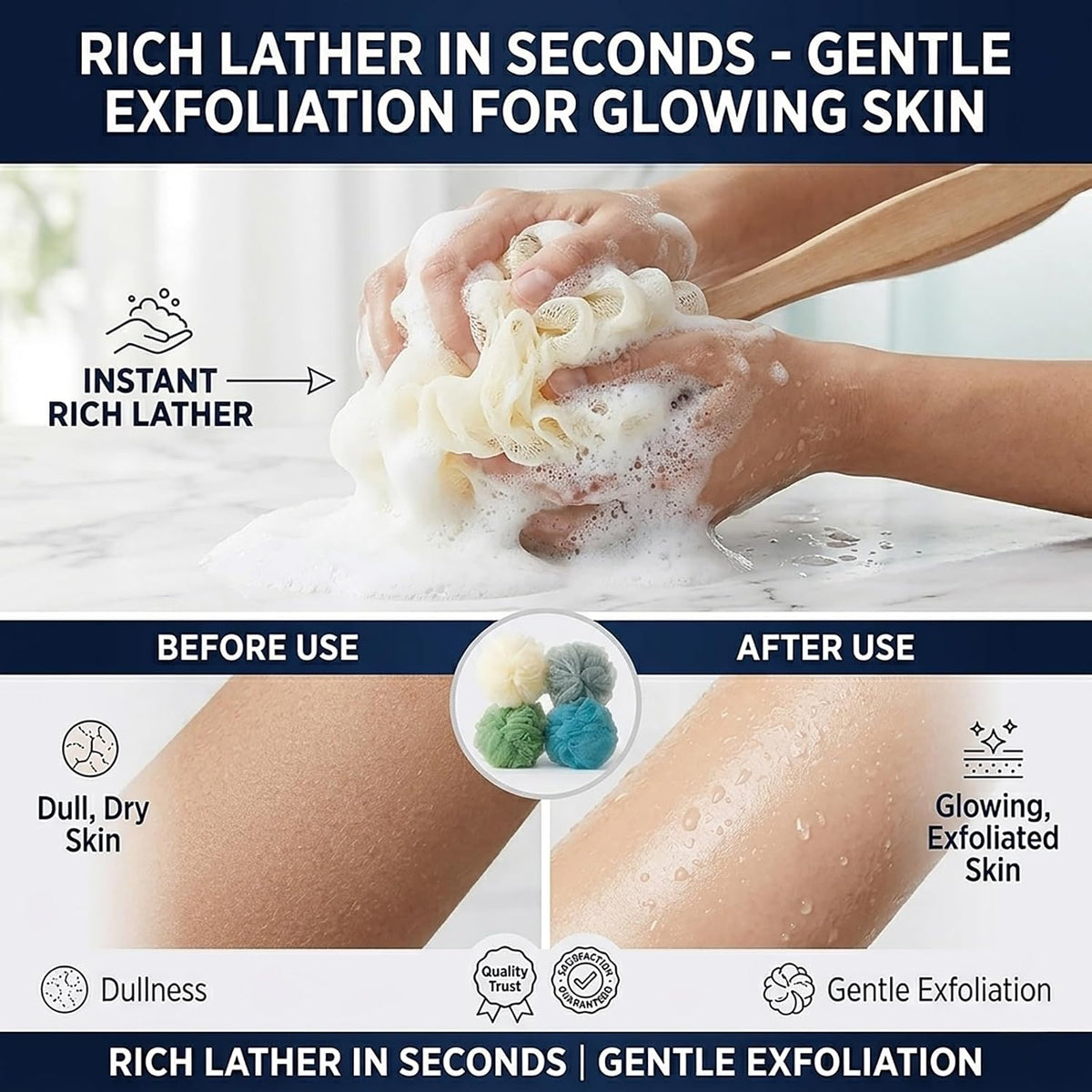 4 Pack Large Bath Puff Loofah Sponge