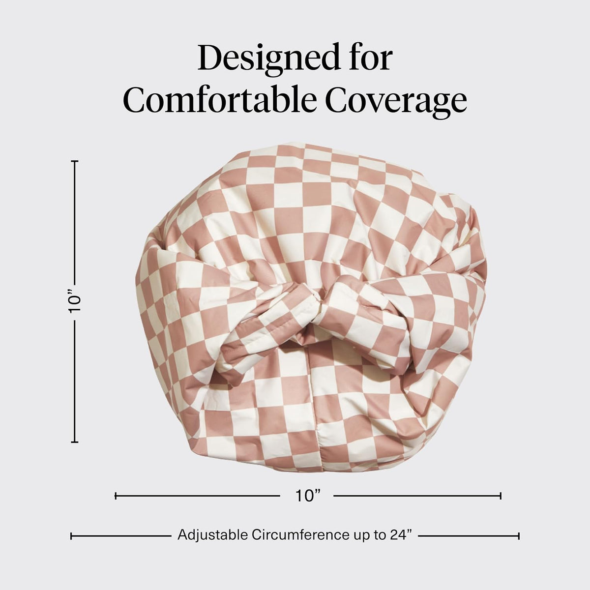 Kitsch Luxury Satin-Lined Flexi Shower Cap for Women - Terracotta Checker