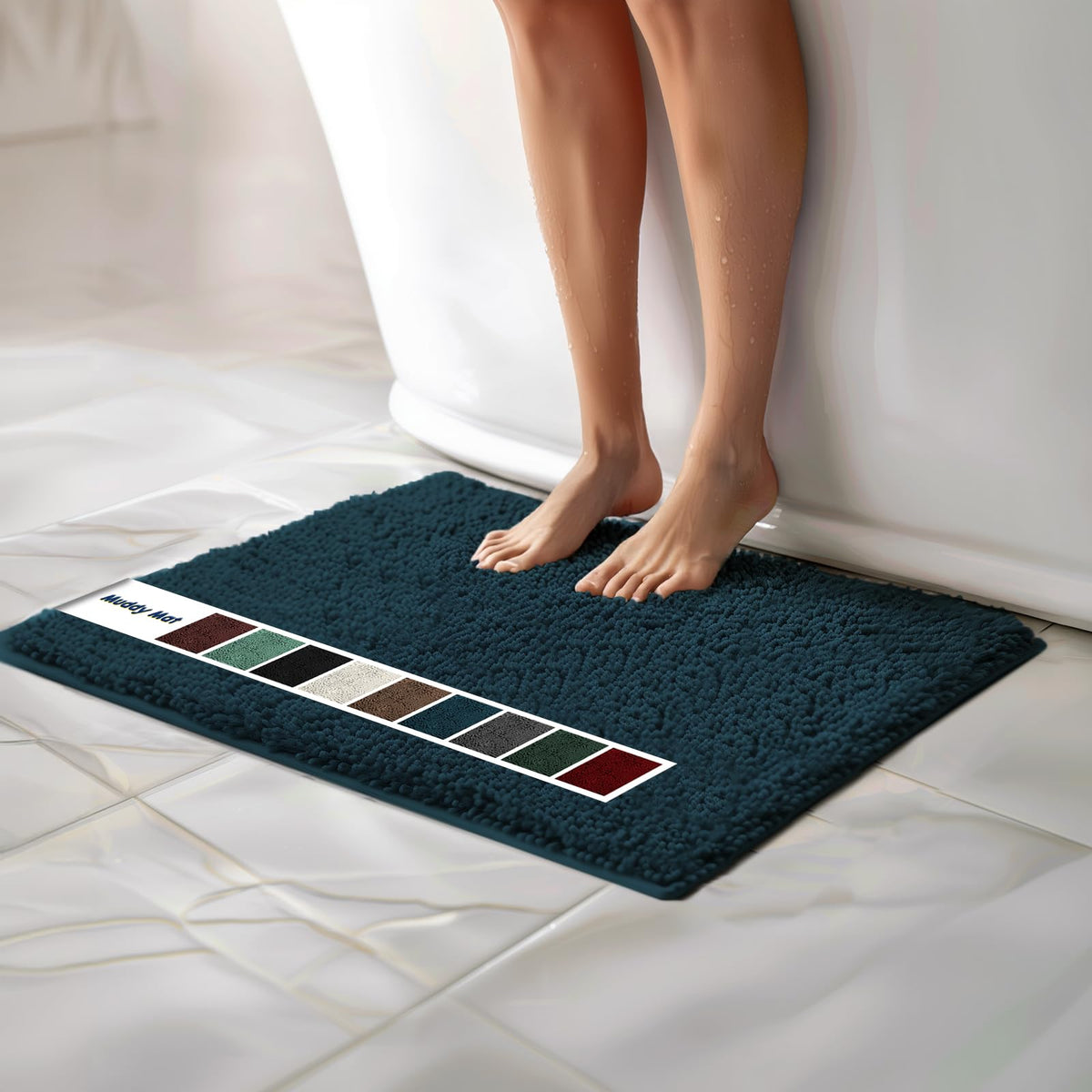 Muddy Mat Chenille Bathroom Rugs Quick Dry Microfiber Mats Non Slip Washable, Extra Thick, Soft and Highly Absorbent Bath Mats for Bathroom, Kitchen, and Shower Floor - Grey Medium 30"X19"