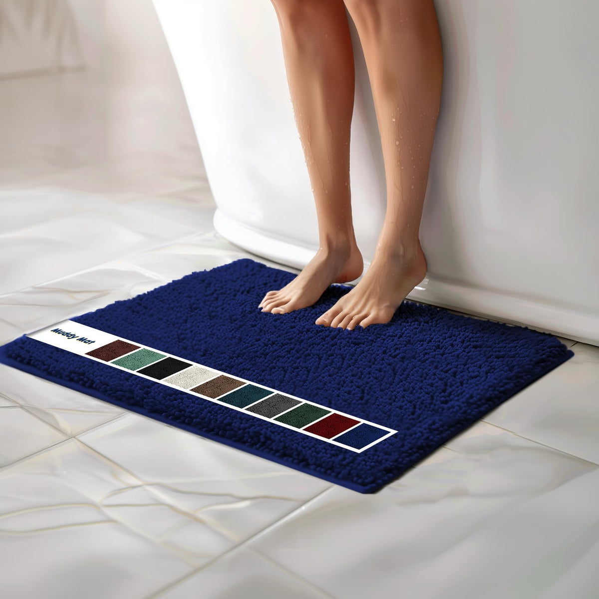 Muddy Mat Chenille Bathroom Rugs Quick Dry Microfiber Mats Non Slip Washable, Extra Thick, Soft and Highly Absorbent Bath Mats for Bathroom, Kitchen, and Shower Floor - Grey Medium 30"X19"