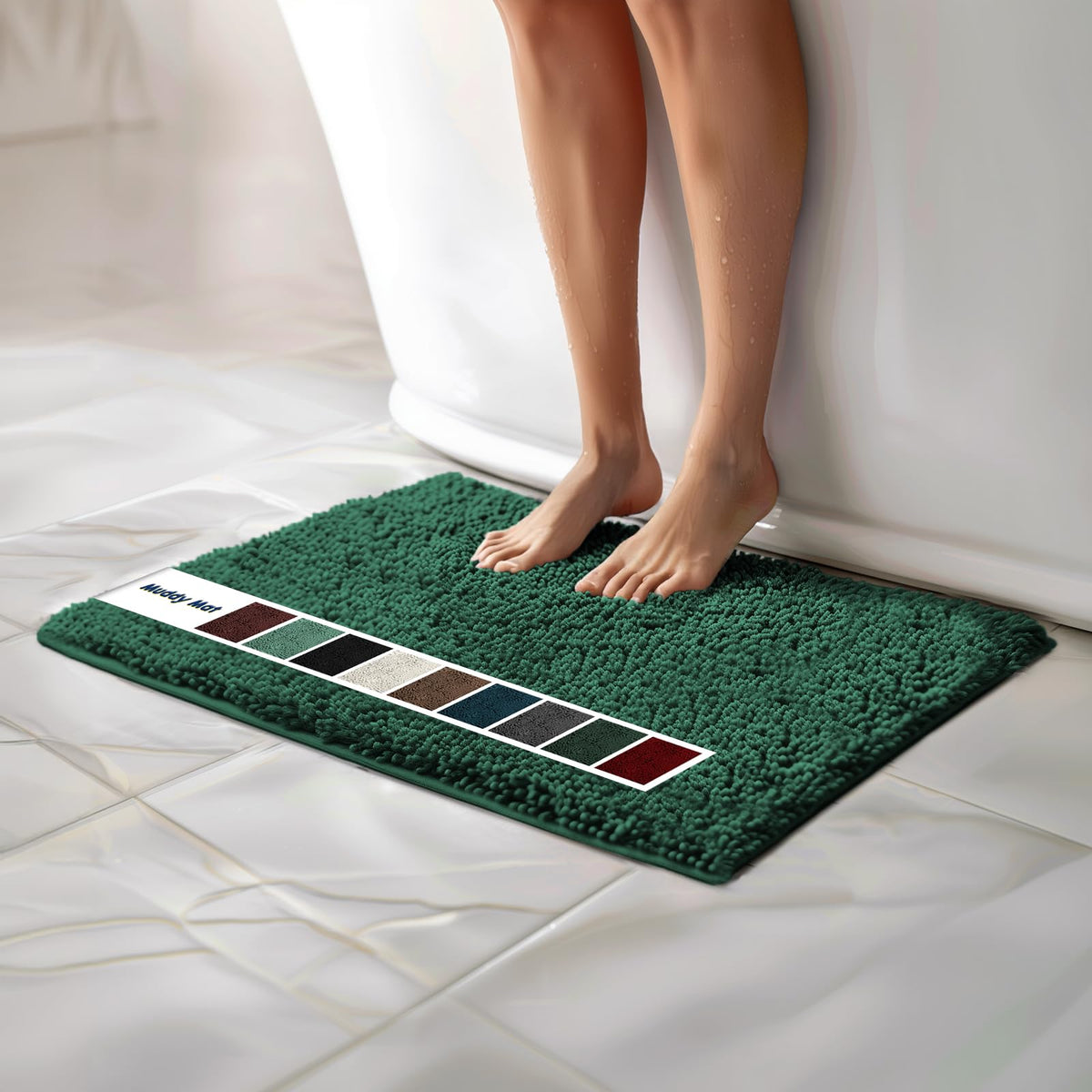 Muddy Mat Chenille Bathroom Rugs Quick Dry Microfiber Mats Non Slip Washable, Extra Thick, Soft and Highly Absorbent Bath Mats for Bathroom, Kitchen, and Shower Floor - Grey Medium 30"X19"