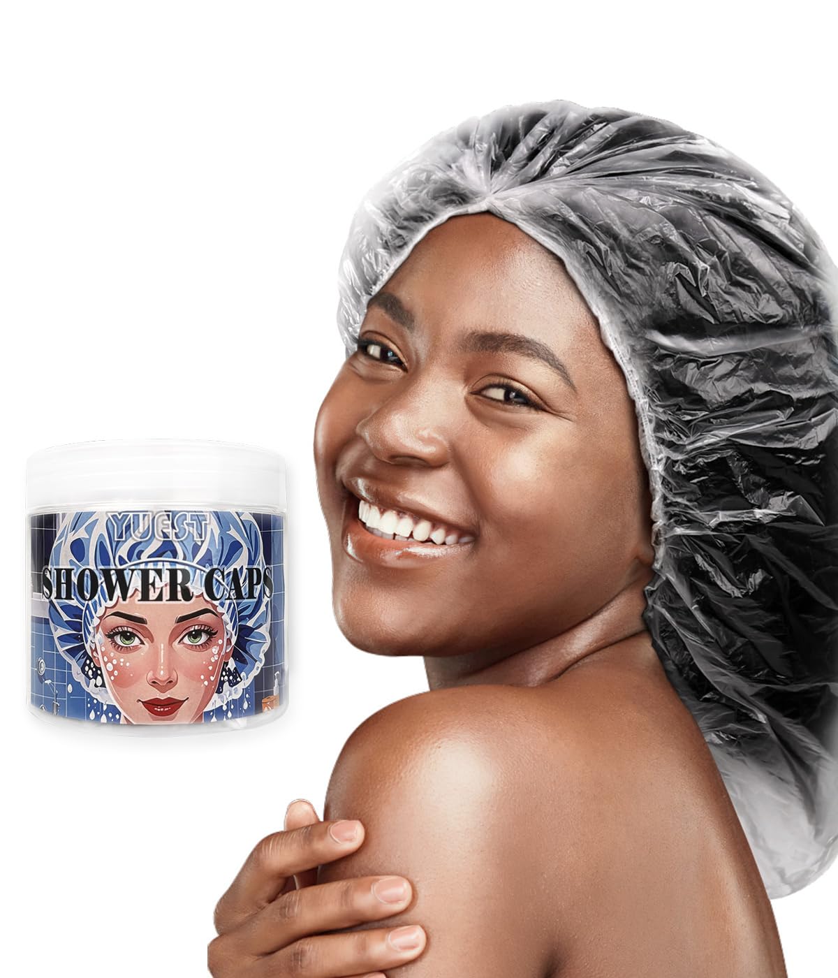 50Pcs Disposable Large Shower Cap for Long Braids Women XXL Oversized Disposable Plastic Shower Caps