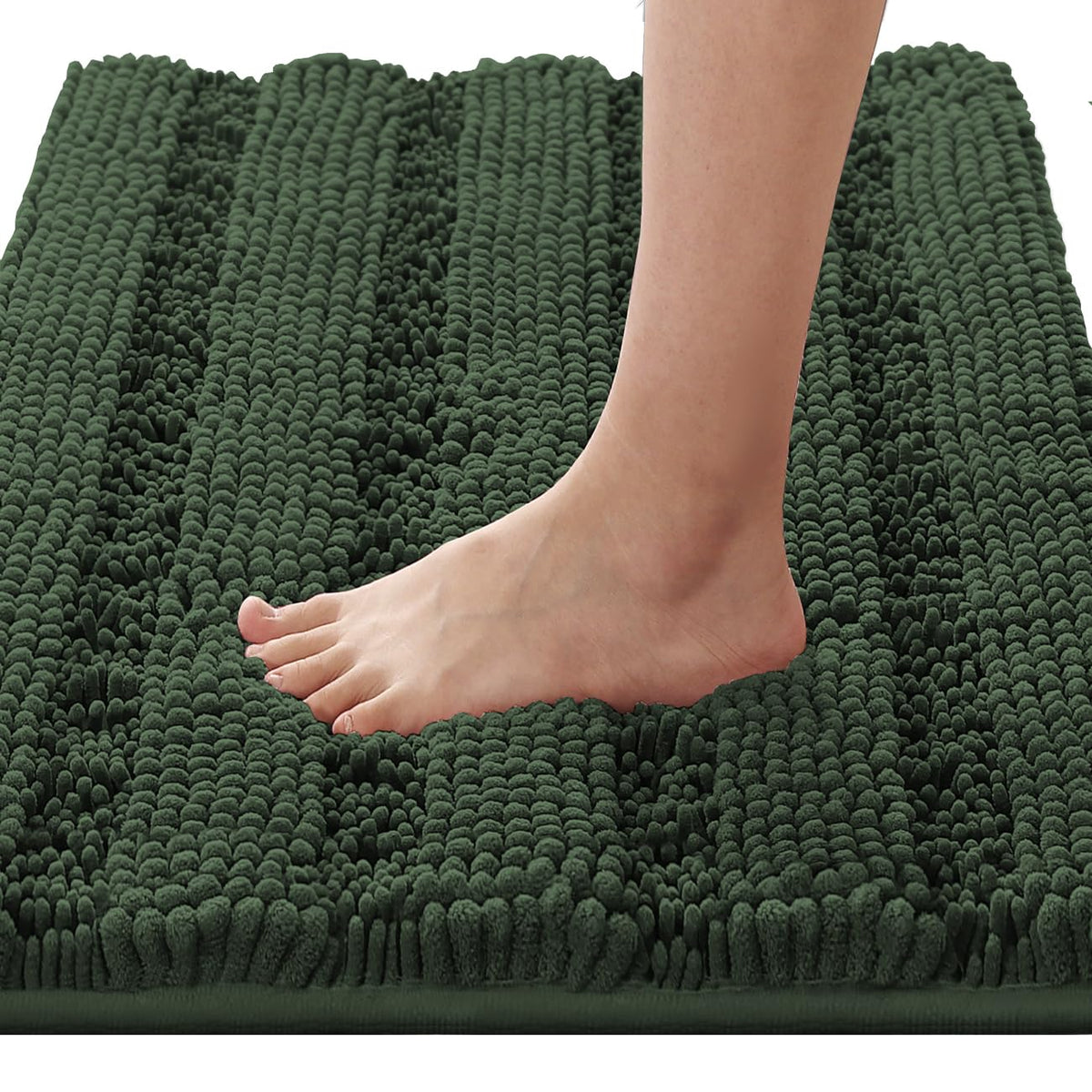 H.VERSAILTEX Grey Bathroom Rug Set Bath Mats, 2 Piece Bath Rugs Non Slip Thick Soft Chenille Striped Bath Rug Set, Bath Mats for Bathroom Sets (Grey, 20" x 32"/17" x 24")