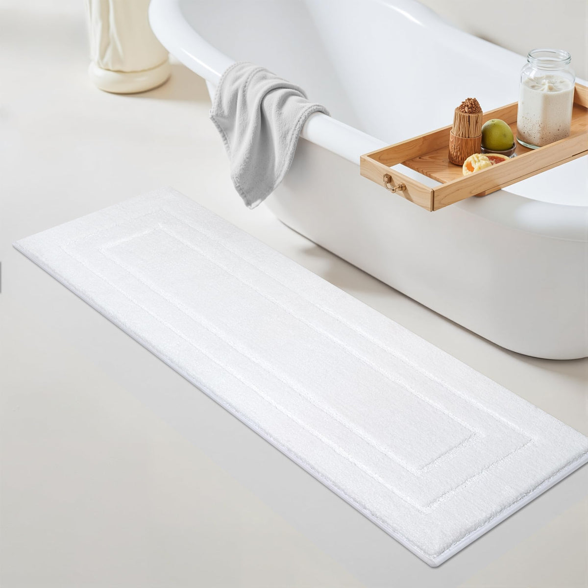 GRANNY SAYS Blue Bathroom Rug 16" x 24", Non-Slip Microfiber Bath Mat