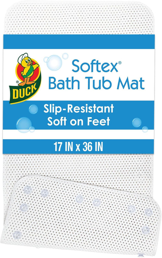 Duck Brand Softex Bath Mat for Tubs, 17 in. x 36 in, White Skid Resistant