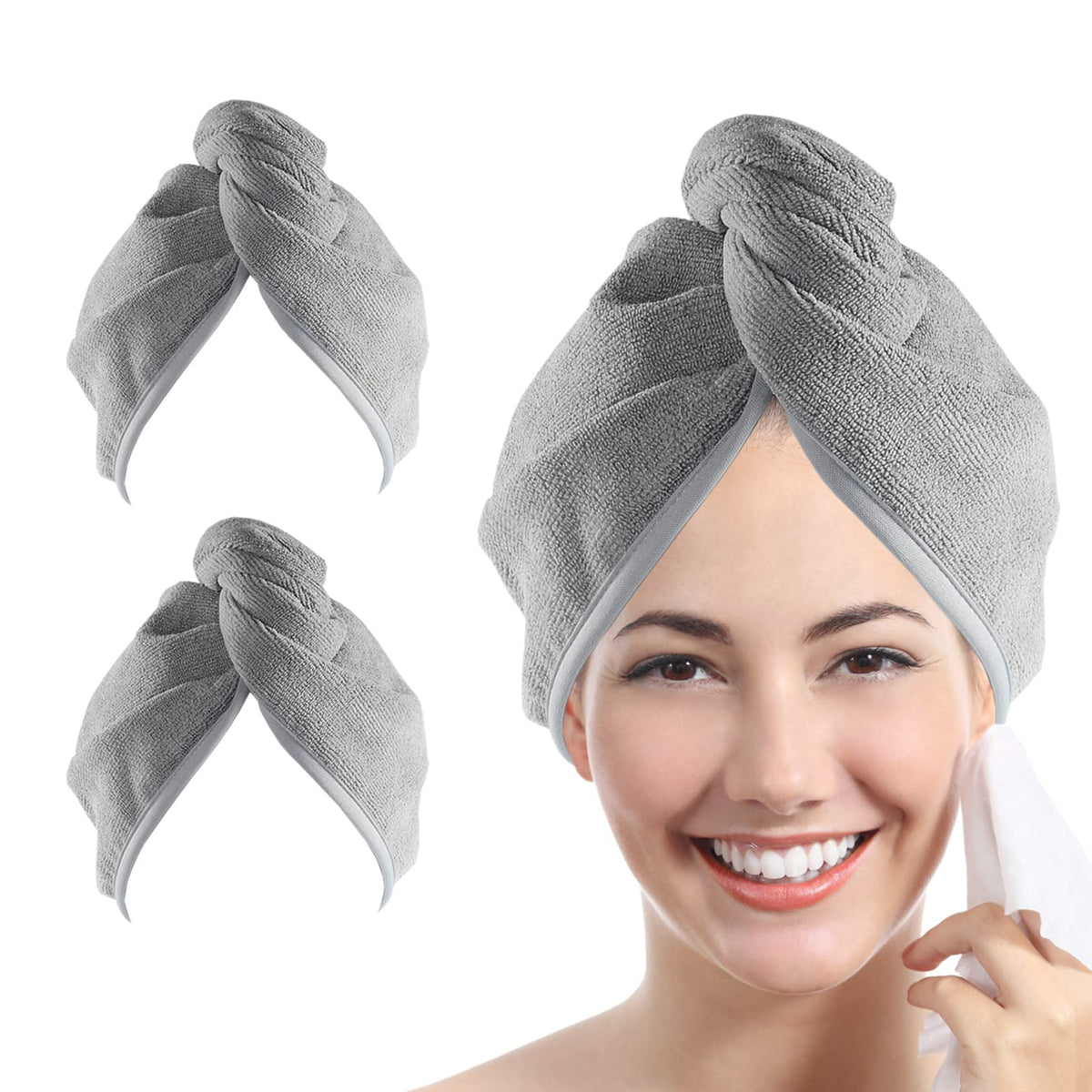 Microfiber Hair Towel Hair Wrap: 2 Pcs 10X26 Hair Dryer Women (5 Pcs)