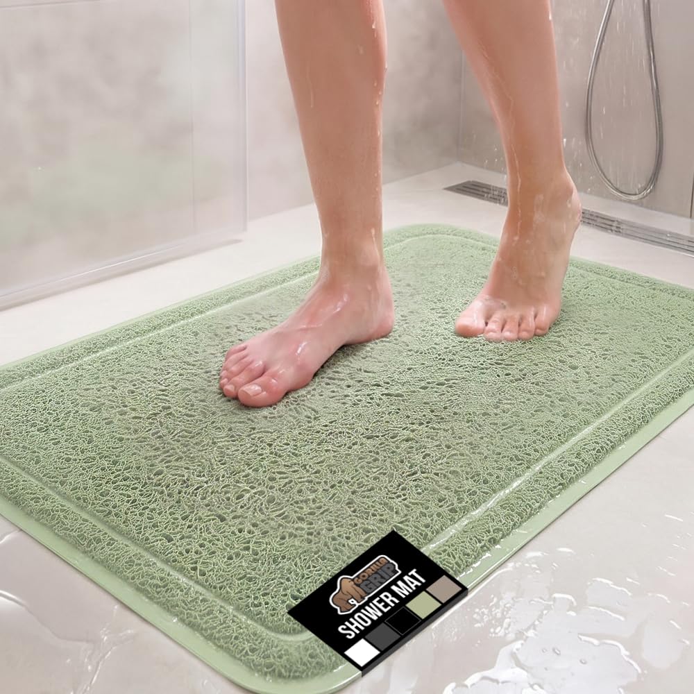 GORILLA GRIP Exfoliating Bath and Shower Mat, Textured Backing, 24x16 White