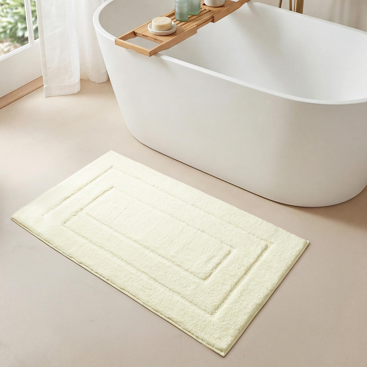 GRANNY SAYS Blue Bathroom Rug 16" x 24", Non-Slip Microfiber Bath Mat