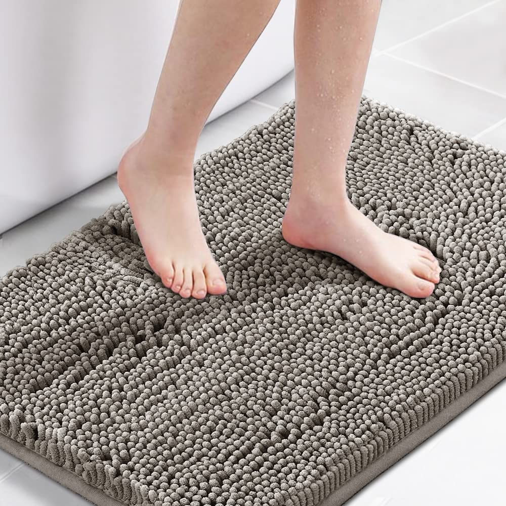 H.VERSAILTEX Navy Blue Bath Rug, Bath Mat Non Slip Bath Mats for Bathroom Floor, Bathroom Rug Extra Thick Chenille Rug 17" x 24" Absorbent Soft Shaggy Washable Dry Fast Plush Rugs for Bathtubs