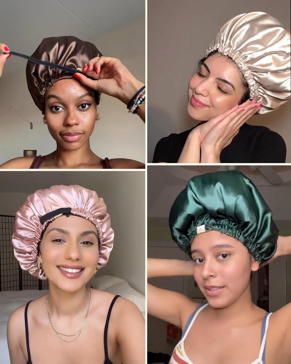 YANIBEST Adjustable Satin Bonnet Double Layer Hair Bonnet for Sleeping Bonnets for Women Hats Curly Natural Hair, Blush Pink