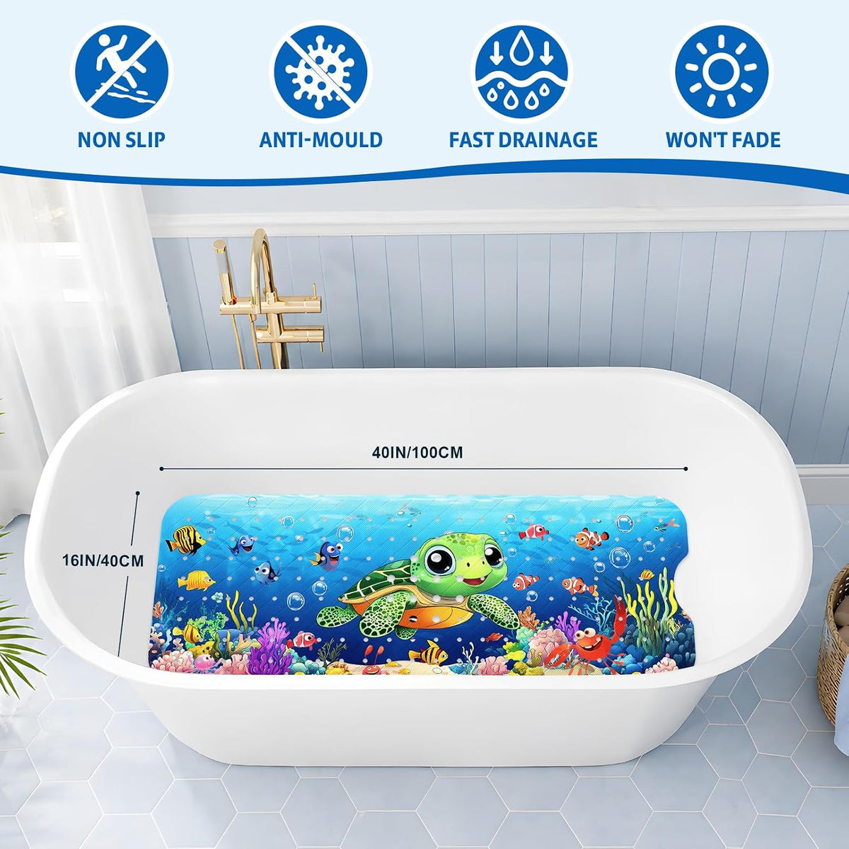 XIYUNTE Bath Mat for Tub Non Slip Bathtub Mat Non Slip 40x16 Baby Bath Mat