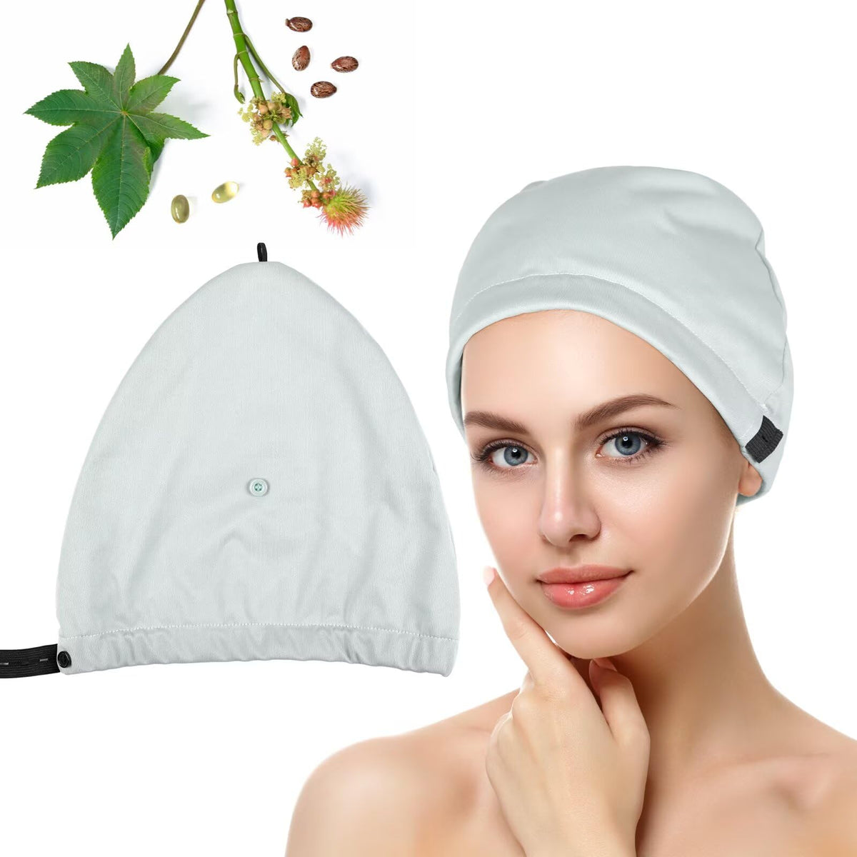 Paw Legend Castor Oil Pack Wrap Overnight Hair Wrap for Sleep Organic Cotton Reusable Hair Cap Cover, Dark Green