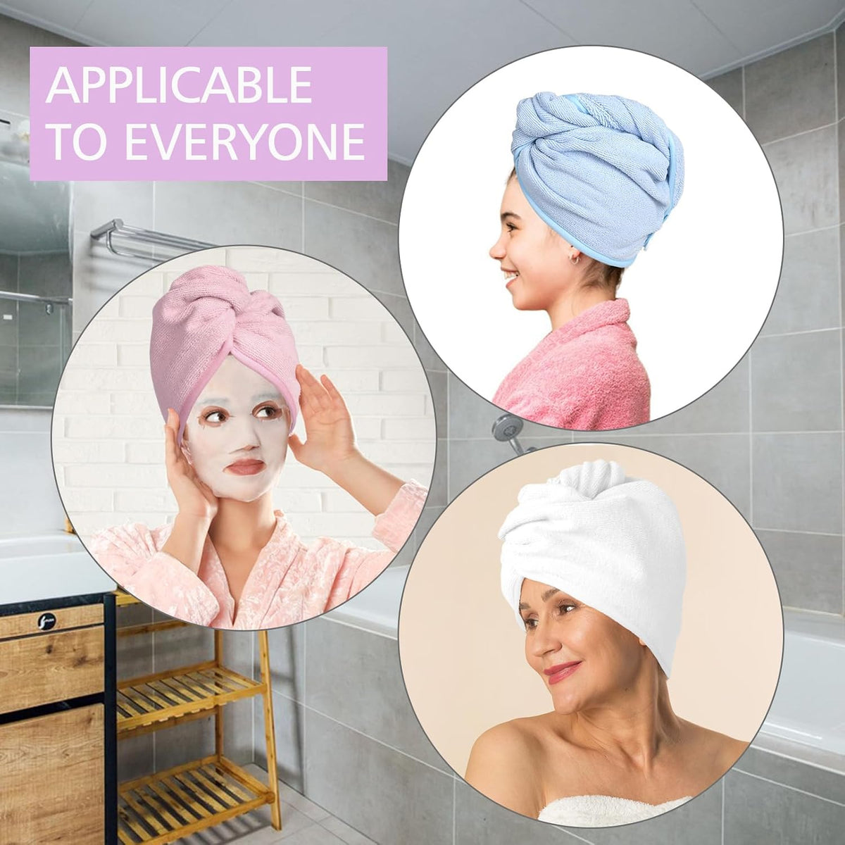 Microfiber Hair Towel Hair Wrap: 2 Pcs 10X26 Hair Dryer Women (5 Pcs)