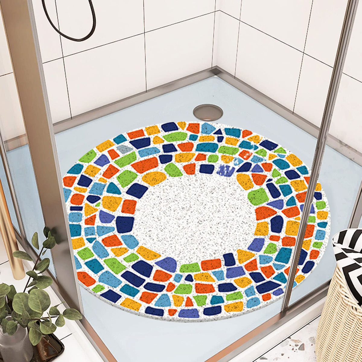 Shower Mat Non-Slip, Soft Comfort Bath Mat with Drainage Holes, PVC Loofah Massage Bathtub Mat for Shower, Tub, Bathroom, Wet Areas, Quick Drying