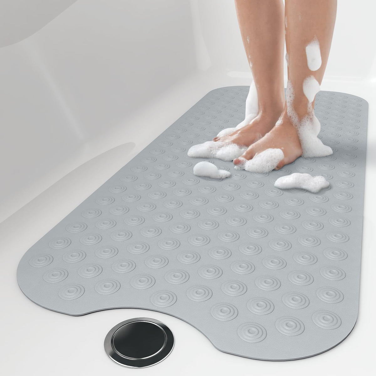 OTHWAY Bathtub Mat Non Slip, 39X16 inch Bath Mat for Tub, Machine Washable Bath Tub Mats with Reverse Suction Cups, Comfortable Rubber Bathtub Mat for Bathroom (Beige)