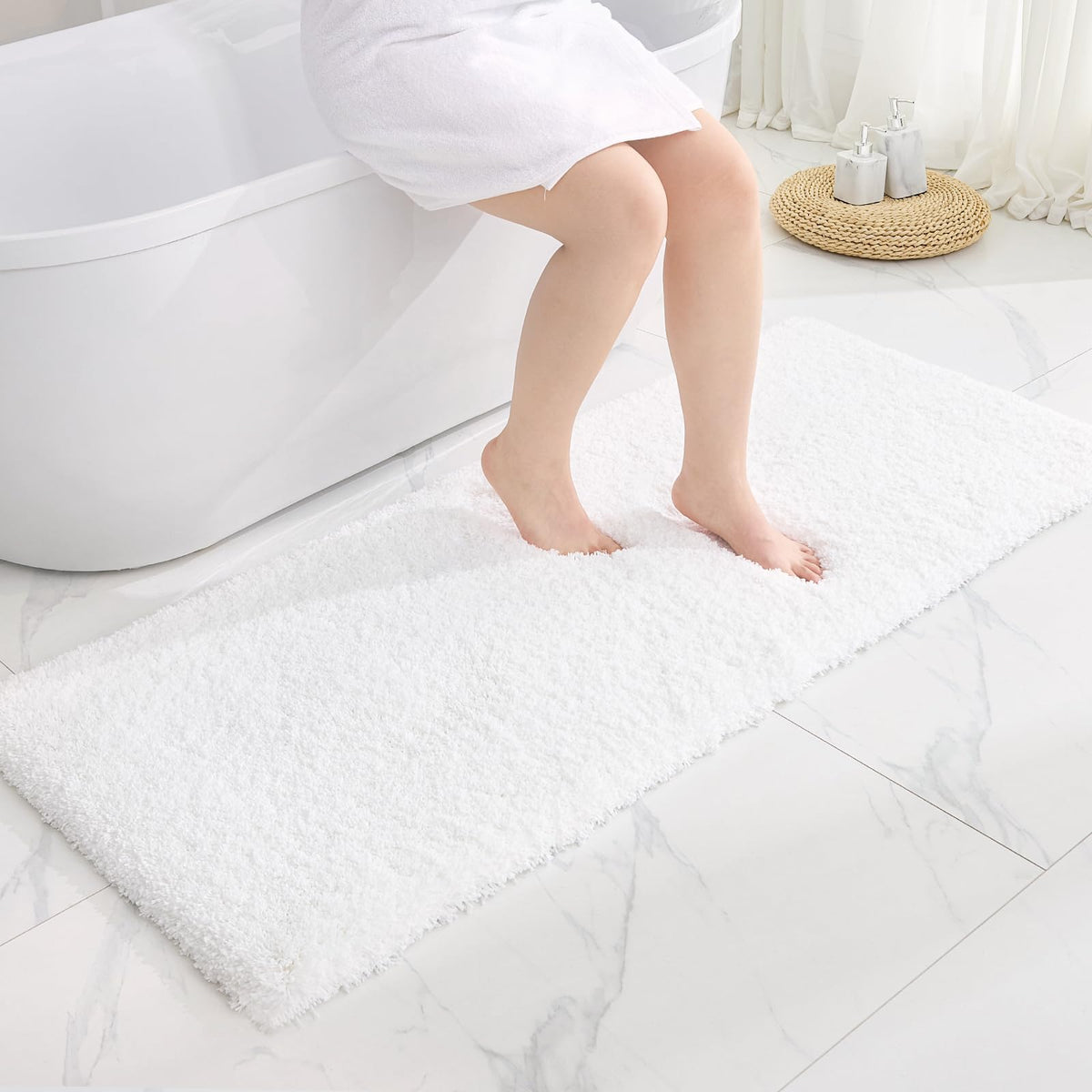 Disolla Gray Bathroom Rugs 17x24, Microfiber Non-Slip Plush Small Bath Mat