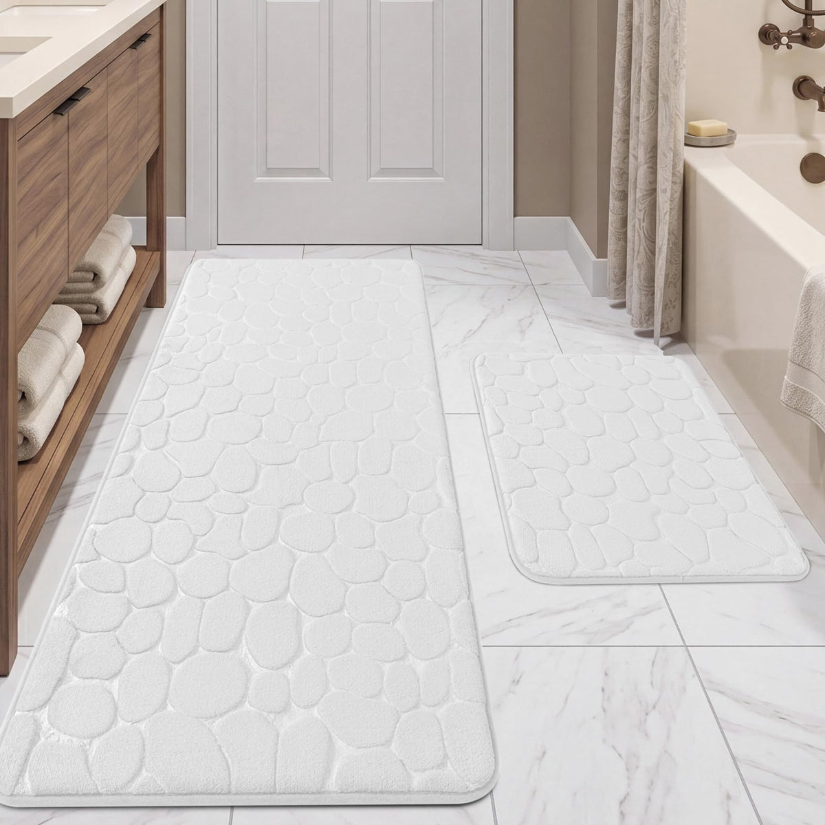 YIHOUSE Bathroom Mat Rug, Memory Foam Bath Mat, Non-Slip Bathroom Floor Mats, Cobblestone Bath Mats Absorbent Bath Rugs Washable Quick Dry (17x24,Dark Gray)