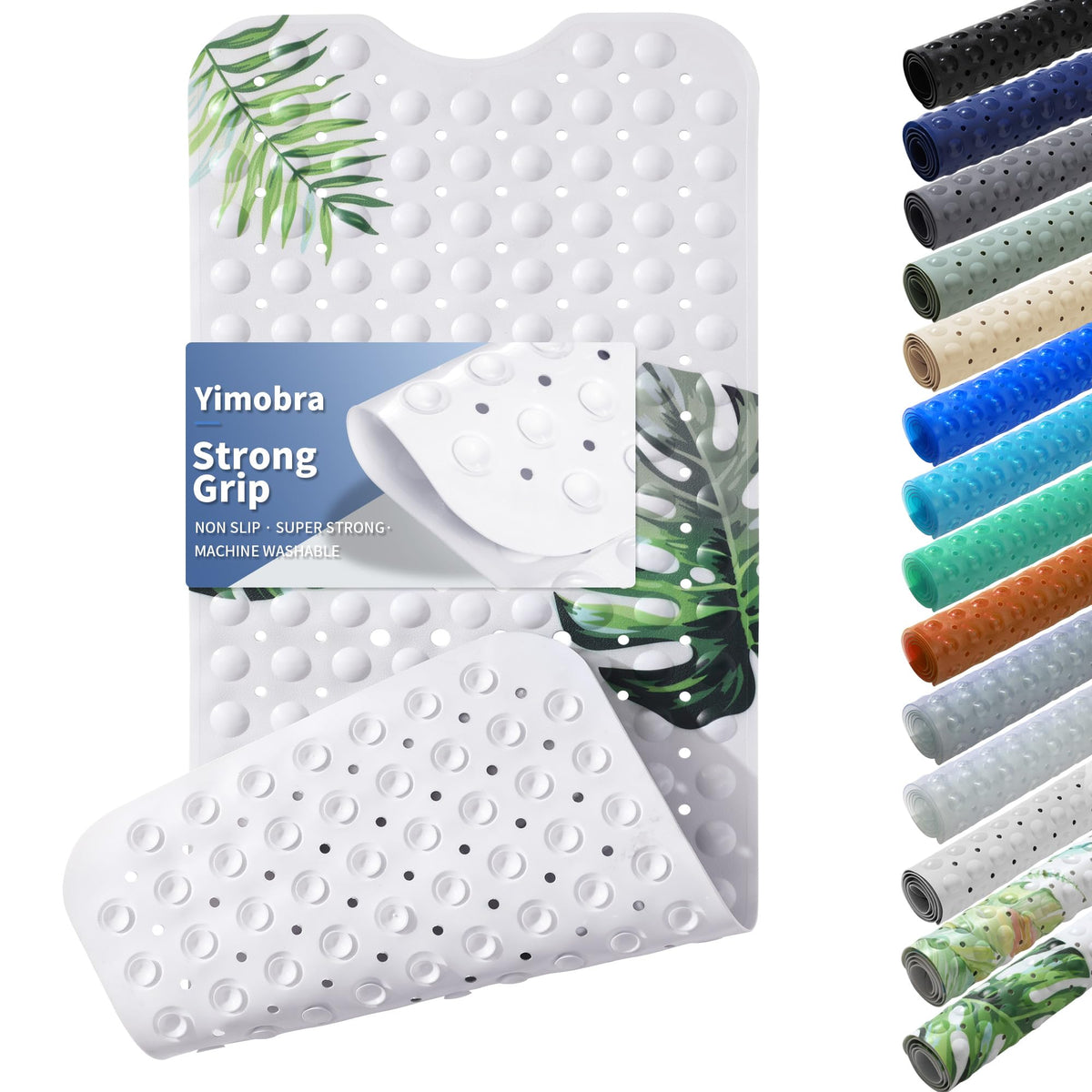 Yimobra White Non Slip Bath Mat for Tub 40x16, Extra Long Bath Tub Mat