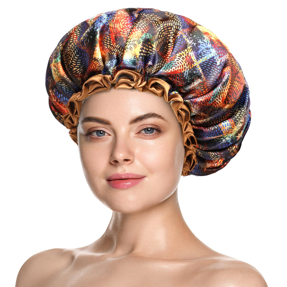 mikimini Shower Caps for Women Waterproof, Medium, 2 Pcs, Mystery