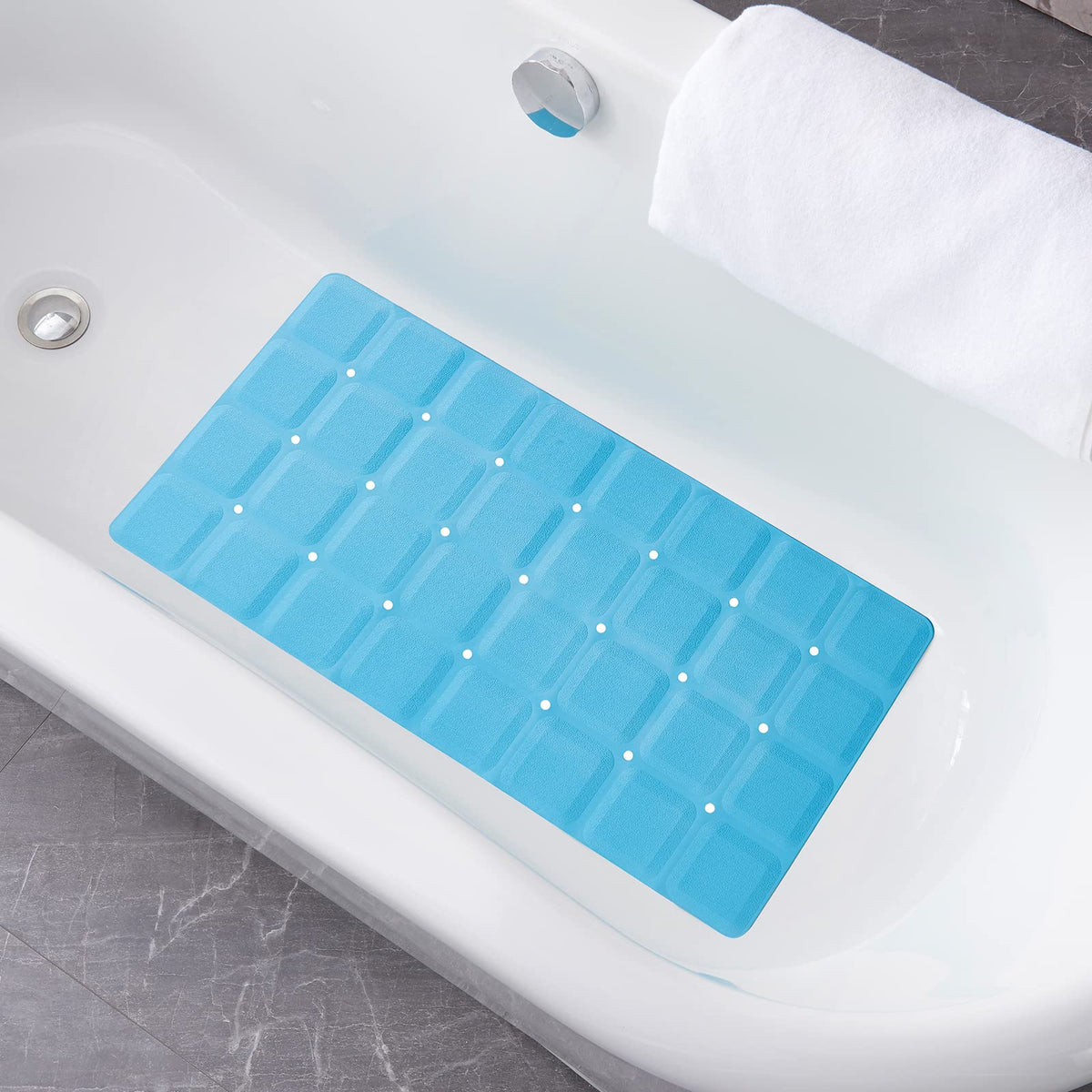 Webos Foldable Non Slip Silicon Bath Mat Bathtub mat no Suction Cups for Textured Tub and Reglazed Tub(Foldable-Beige, 28-inch x 14-inch)
