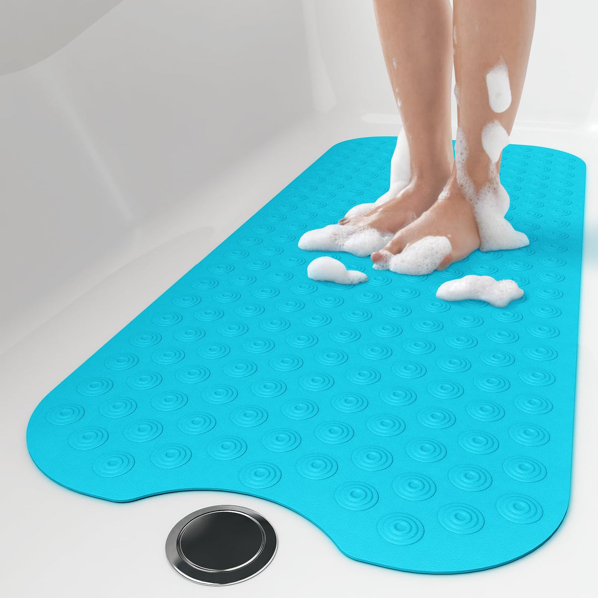 OTHWAY Bathtub Mat Non Slip, 39X16 inch Bath Mat for Tub, Machine Washable Bath Tub Mats with Reverse Suction Cups, Comfortable Rubber Bathtub Mat for Bathroom (Beige)