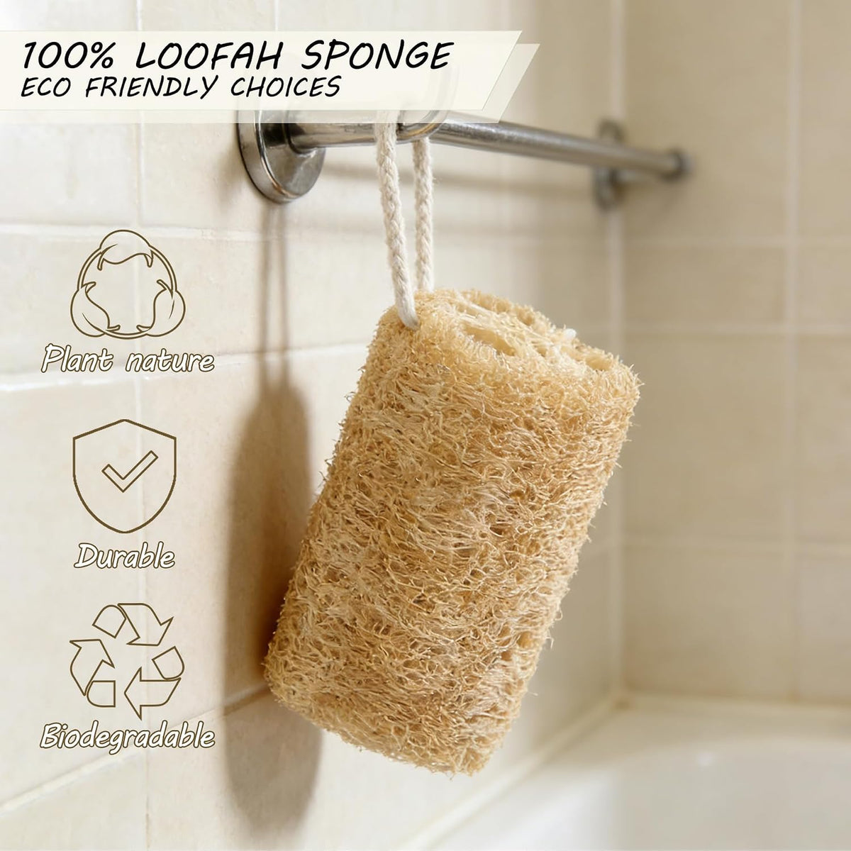 Natural Loofah Sponge Organic Loofa Set 6 Pack,Exfoliating Body Scrubber Shower Luffa Men and Women for Bath Cleaning Skin Back and Face Eco Tool