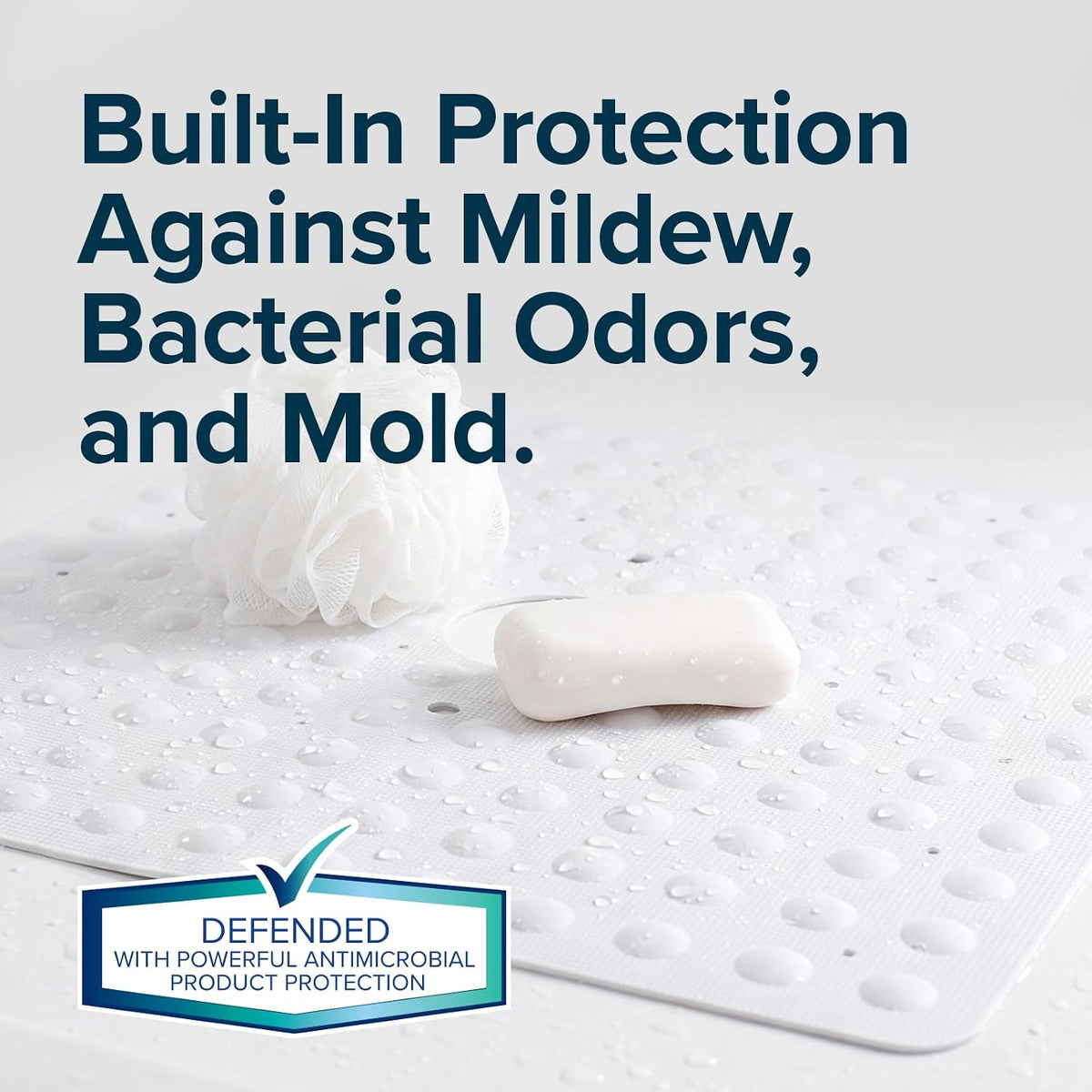 SlipX Solutions 21"x21" Mildew Resistant Non Slip Shower Stall Mat, White