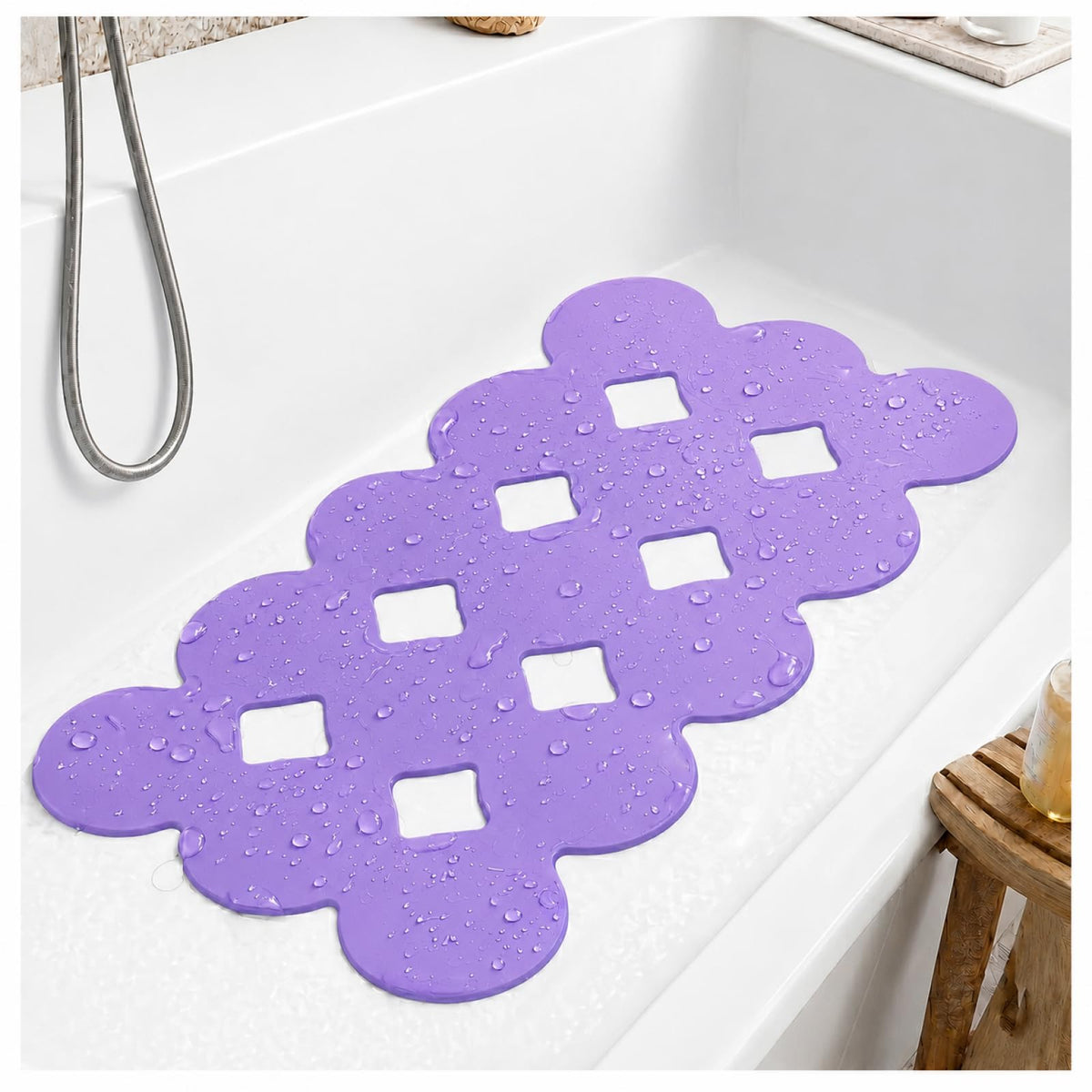 Webos Patented Non Slip Bathtub Mat Shower Bath Mats with Strong Suction Cups Superior Grip&Drainage Soft Heavy Duty Natural Rubber Bath Mat for Inside The tub (White, 28x16 inch)