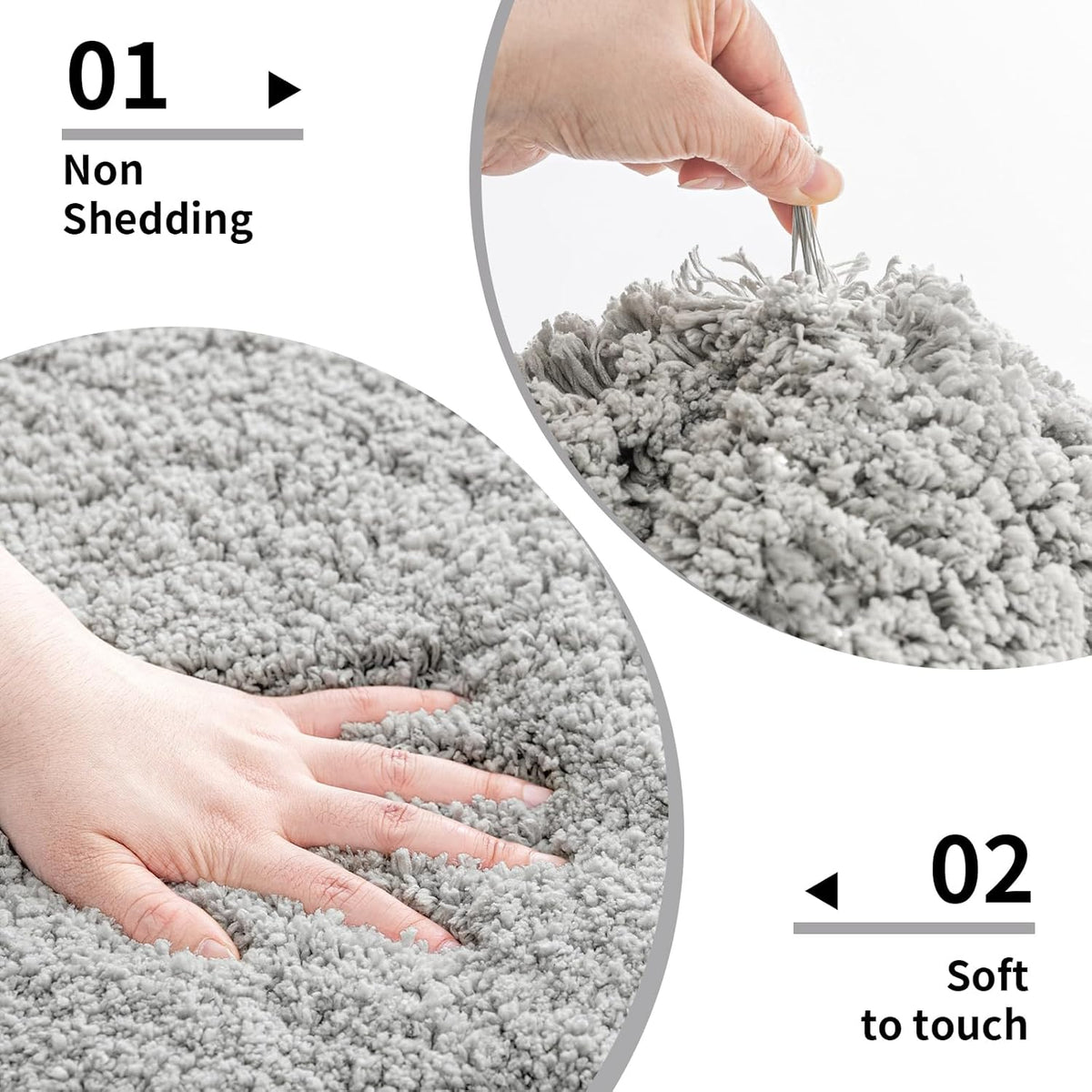 Disolla Gray Bathroom Rugs 17x24, Microfiber Non-Slip Plush Small Bath Mat