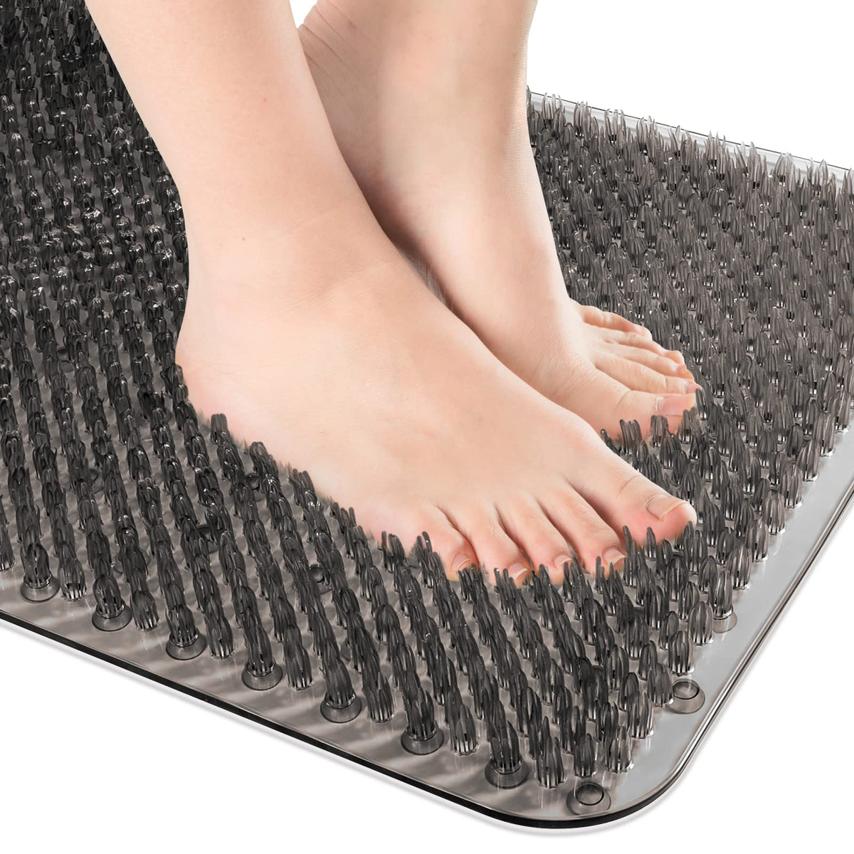 OTHWAY Non Slip Grassy Bathtub Mat : 25.6X13.4 inches Sturdy But Soft Bath Mat_Quick Drain Shower Floor Mat with Soft Bristles for Scrubbing Feet (Clear)