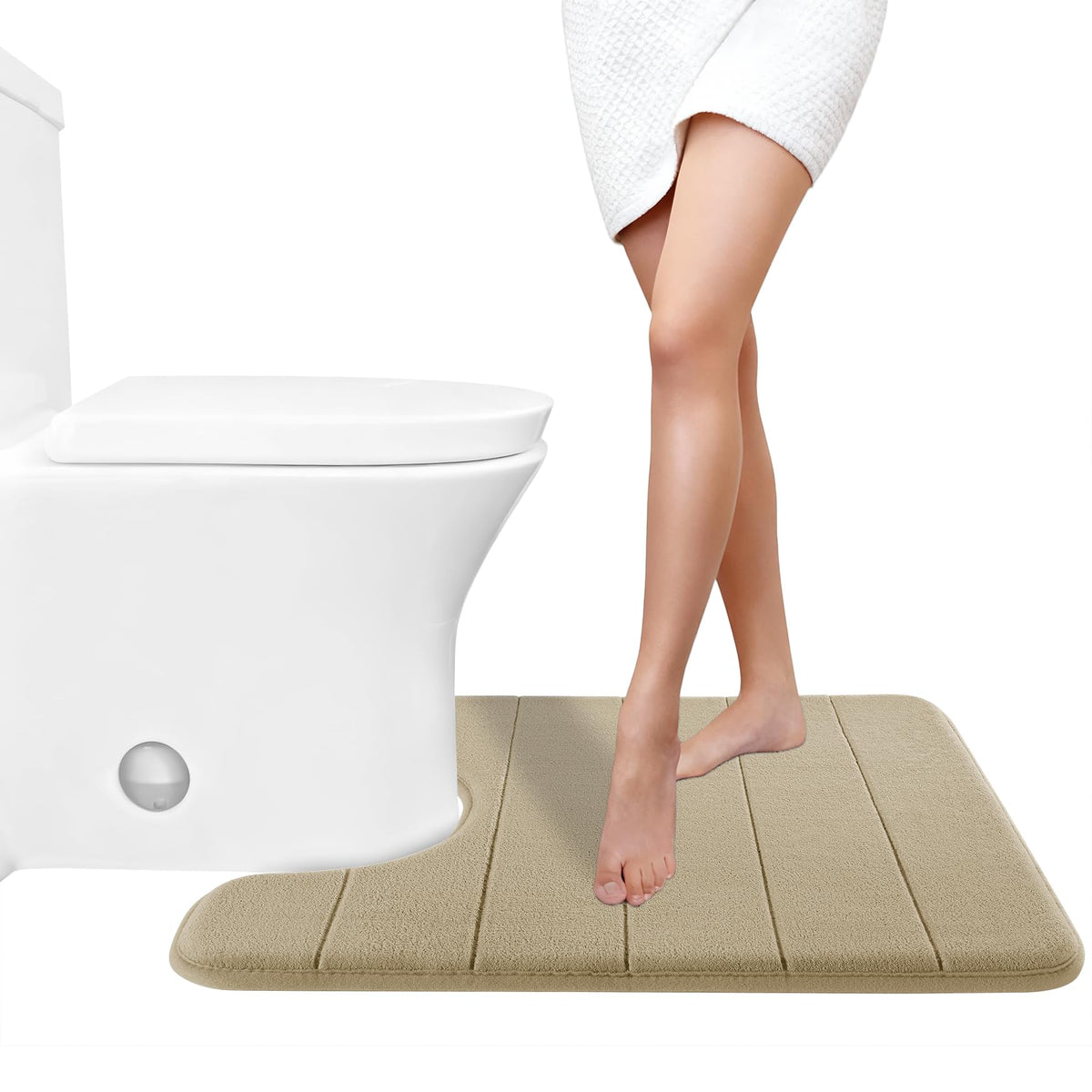 Yimobra Memory Foam Bath Mat, Super Soft Absorbent Bathroom Rug Non Slip 31.5x20 Inch, Quick Dry, Machine Washable Floor Carpet for Tub Shower, Home Decor Accessories, Beige