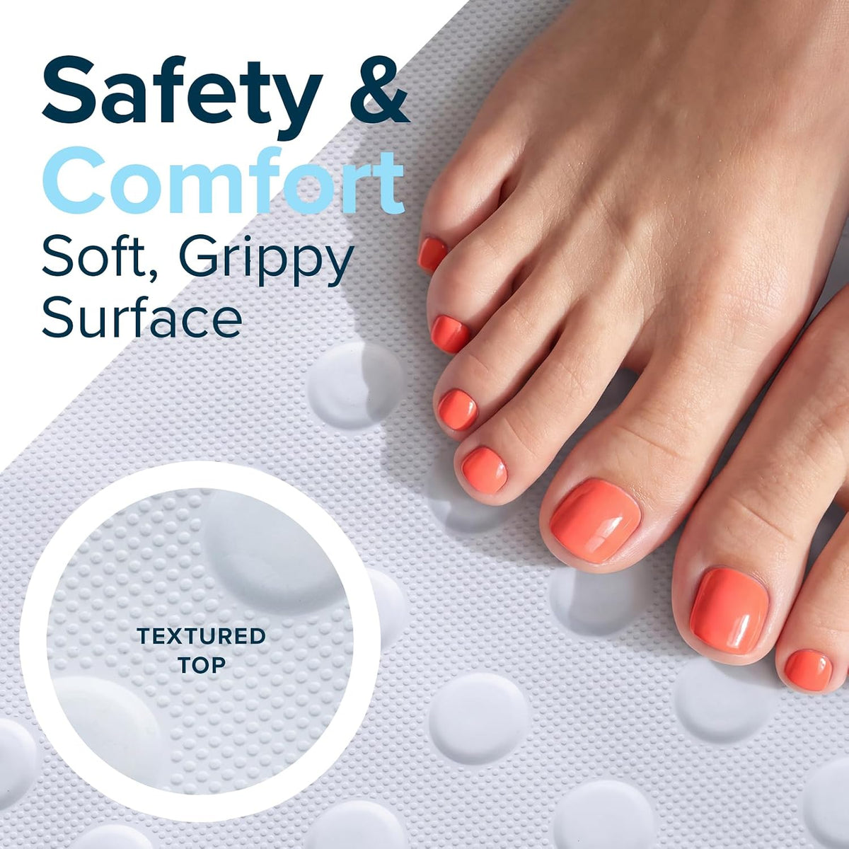 SlipX Solutions Anti Mold Rubber Non Slip Bathtub Mat, 18x36, White
