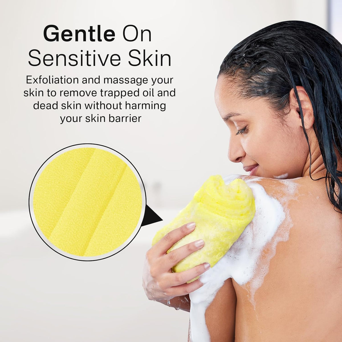 Yiclick Exfoliating Washcloth Towel, Japanese Exfoliating Wash Cloth, Korean Body Scrubber Exfoliator, Back Scrubber Washer for Shower Bath, Body Scrub African Net Sponge Loofah Luffa (Colors)