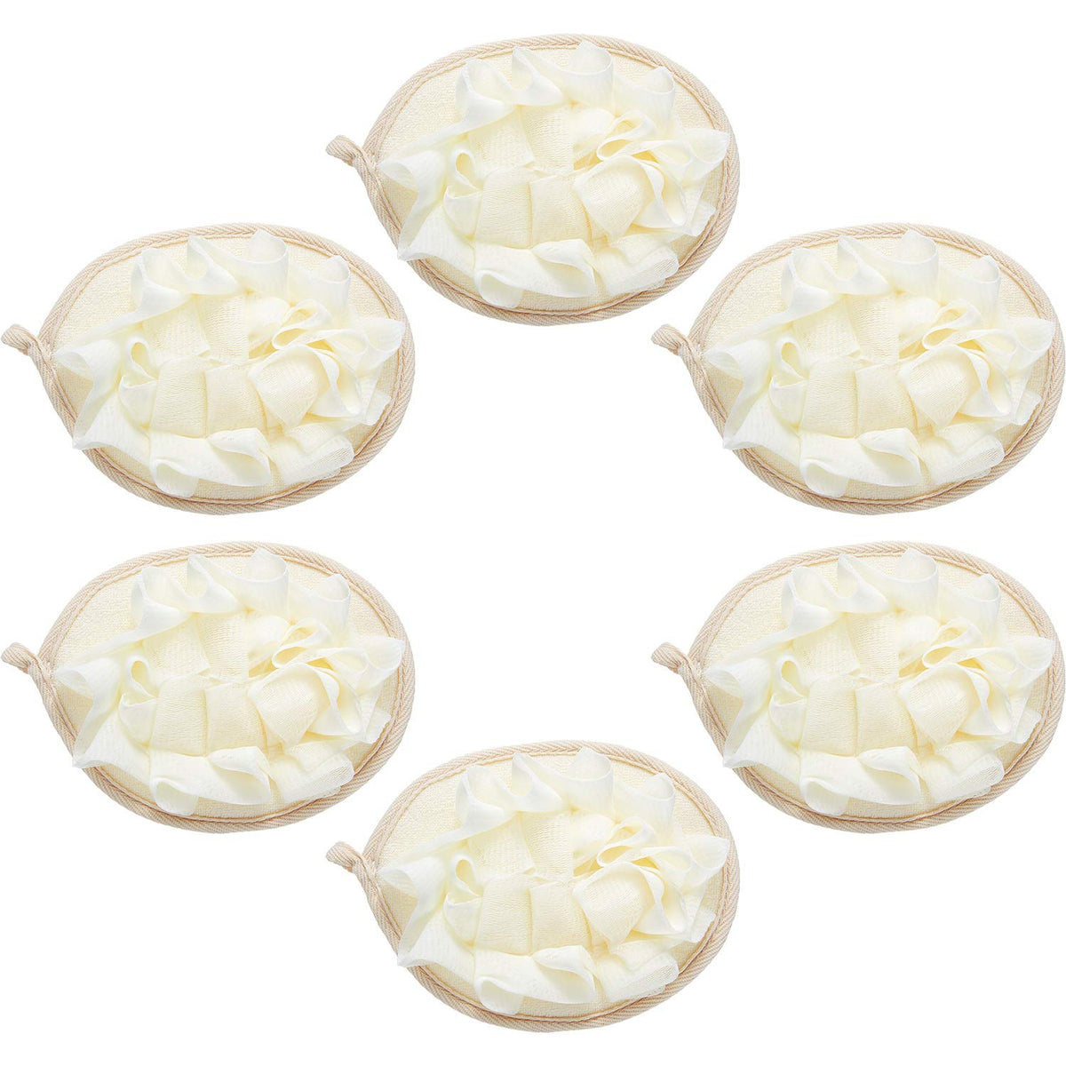 Boao 6 Pcs Bath Shower Pouf Sponge Mesh Pouf Shower Ball Exfoliating Body Sponge Pad Scrubber Glove with Flower Bath Ball (Multi-Color)