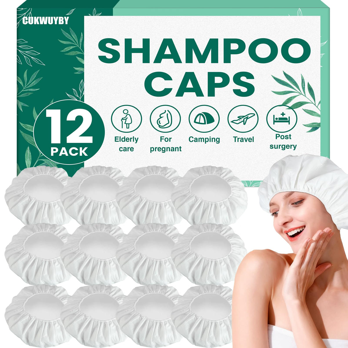6 Pack Shampoo Caps No Rinse, Waterless Hair Washing Shower Cap