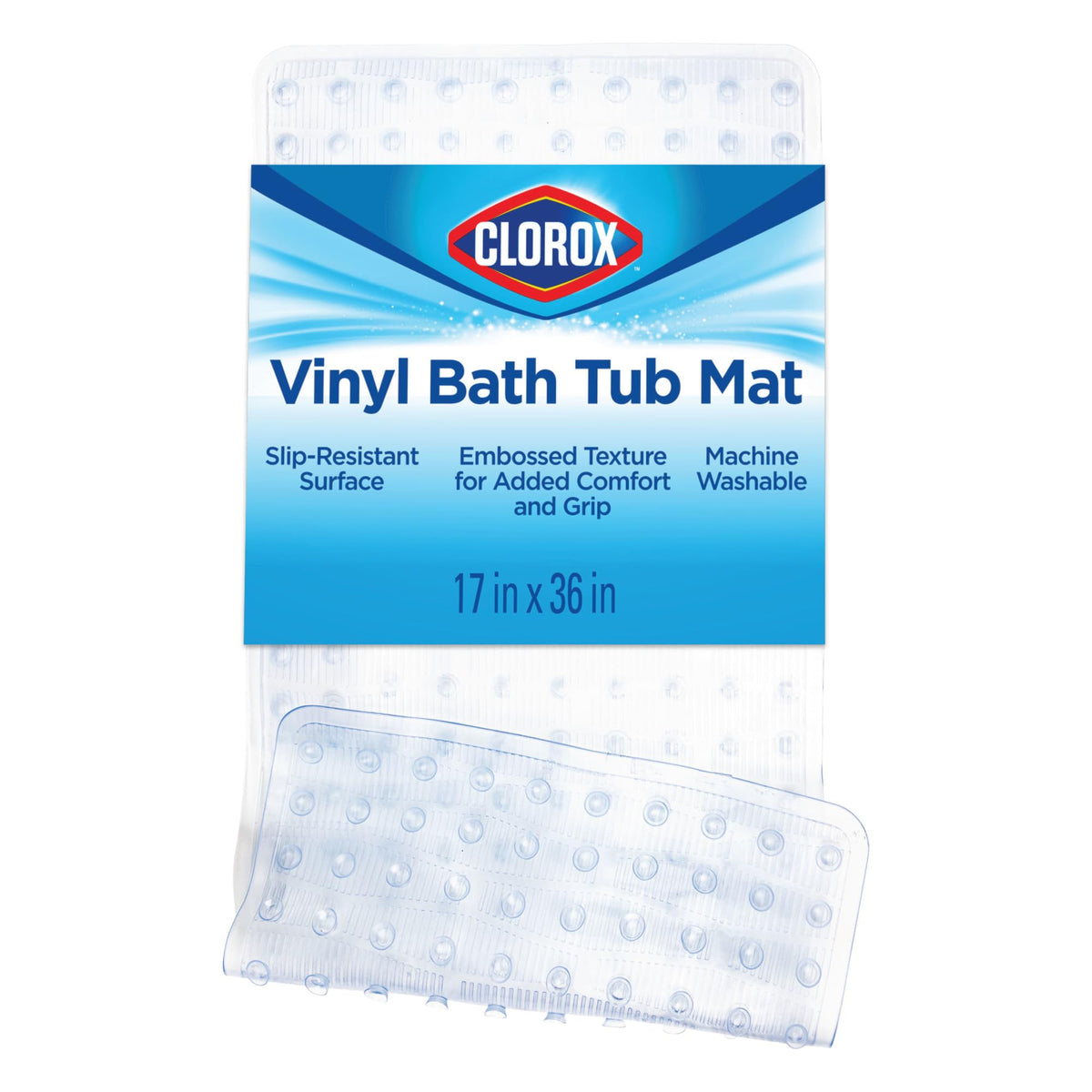 Clorox by Duck Cushioned Foam Bath Mat for Tubs, 17 In. x 36 In, White