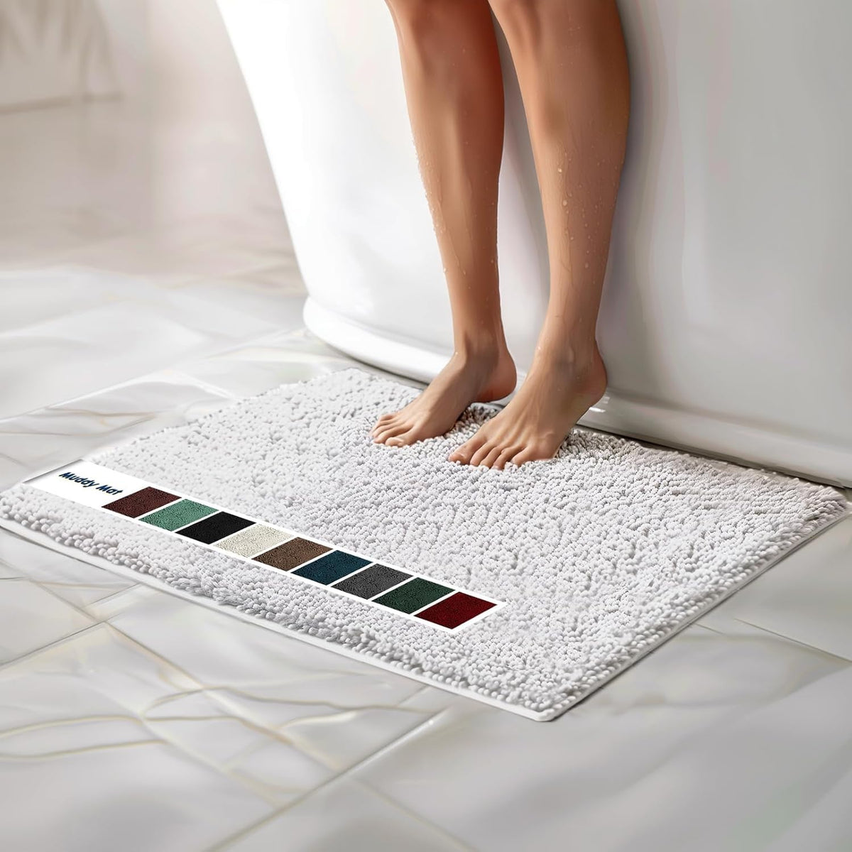 Muddy Mat Chenille Bathroom Rugs Quick Dry Microfiber Mats Non Slip Washable, Extra Thick, Soft and Highly Absorbent Bath Mats for Bathroom, Kitchen, and Shower Floor - Grey Medium 30"X19"