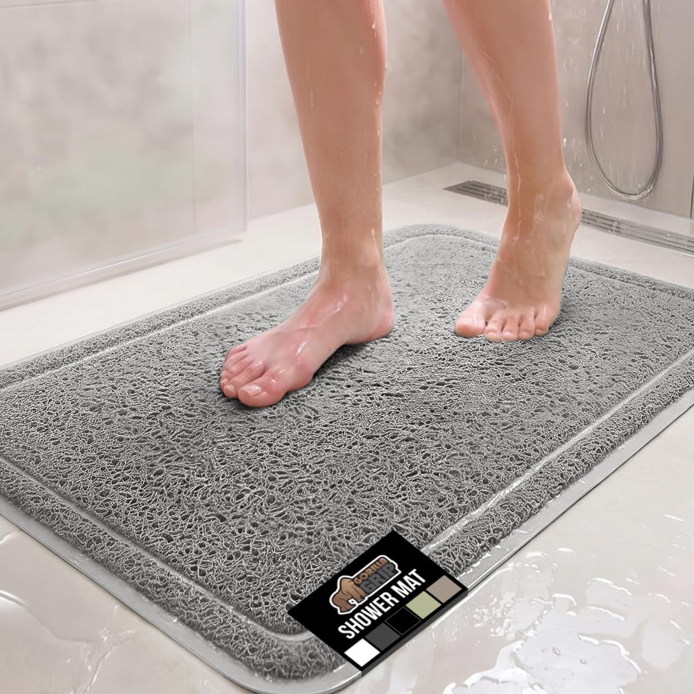 GORILLA GRIP Exfoliating Bath and Shower Mat, Textured Backing, 24x16 White