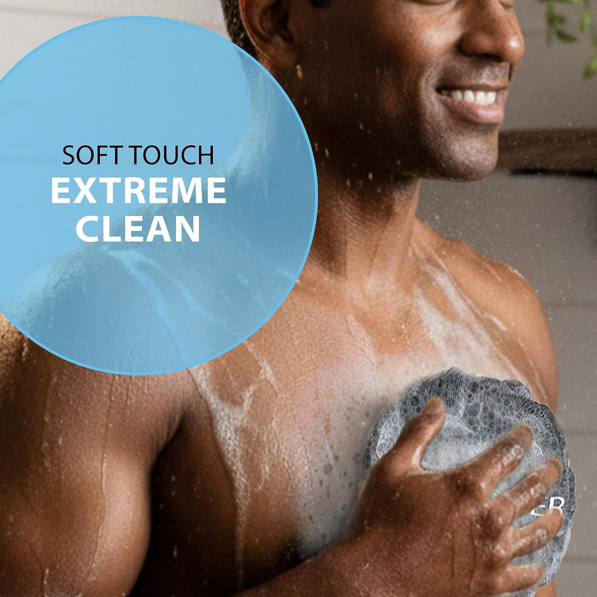 SHOWER BOUQUET Loofah-Charcoal Bath-Sponge-4-Pack Extra-Large 75g Soft Mesh