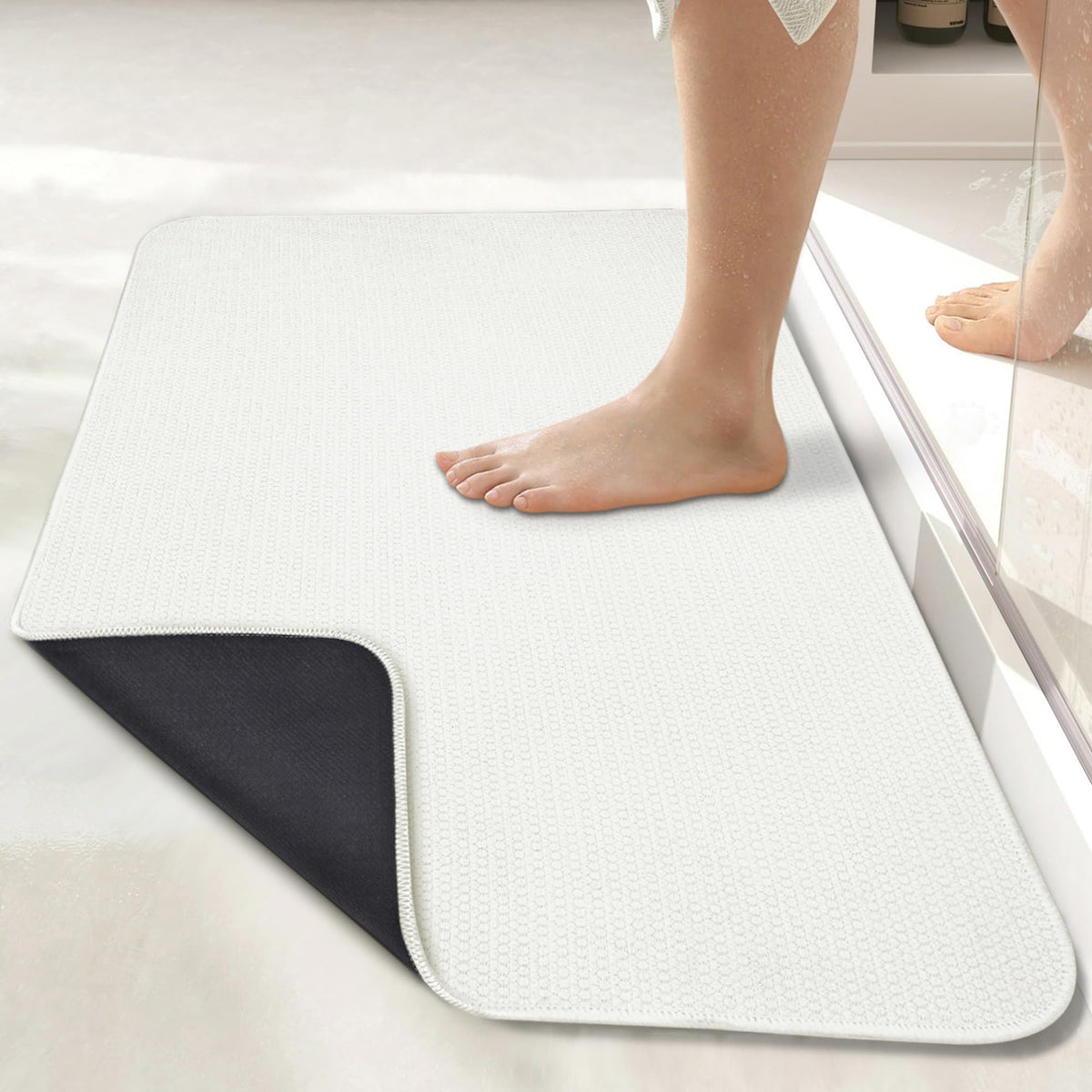 Bath Mat,Ultra Thin Bathroom Rugs,Rubber Bath Mats for Bathroom,No Slip Bath Rugs,Quick Dry,Machine Washable,Low Pile,Absorbent,Shower Outside,Sink,Home Decor Accessories.Blue,1'5"x2'3"(17x27inch)