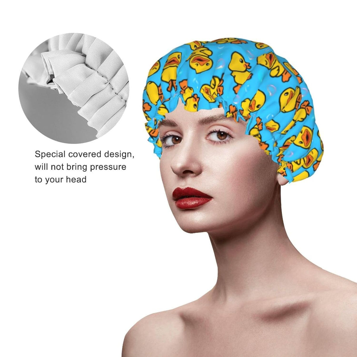 Yellow Rubber Duck Shower Cap Gifts For Womens Mens Waterproof Adjustable